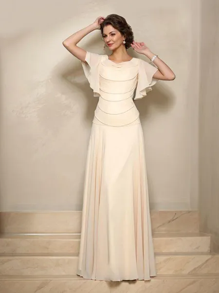 A-Line/Princess Square Floor-Length Chiffon Mother of the Bride Dresses With Beading