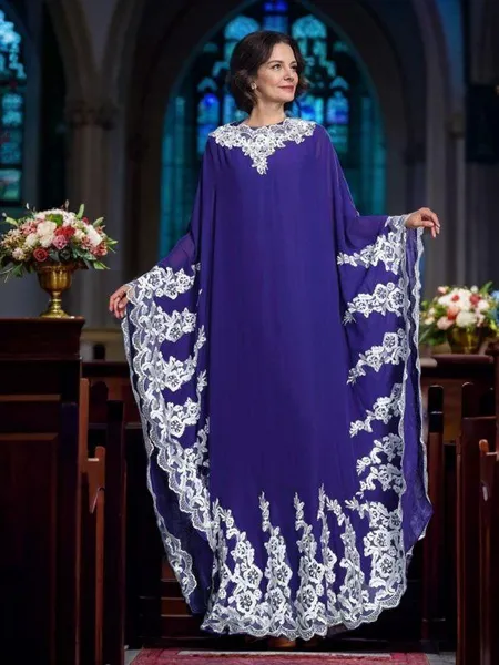 A-Line/Princess Scoop Floor-Length Chiffon Mother of the Bride Dresses With Appliques Lace