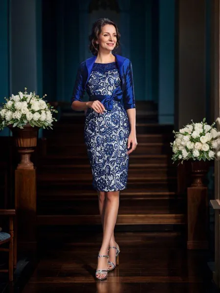 Sheath/Column Scoop Short/Mini Taffeta Mother of the Bride Dresses With Bow