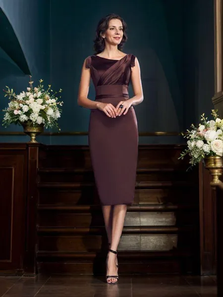 Sheath/Column Other Knee-Length Satin Mother of the Bride Dresses