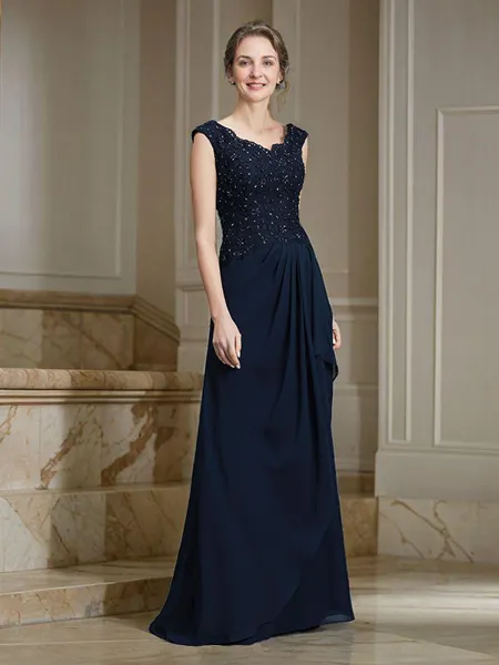 A-Line/Princess V-neck Floor-Length Chiffon Mother of the Bride Dresses With Ruffles