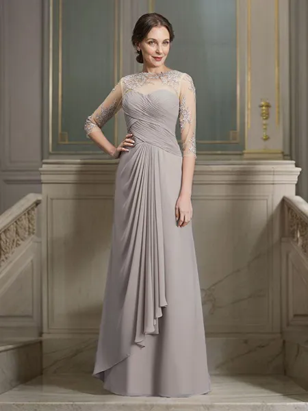 A-Line/Princess Sheer Neck...