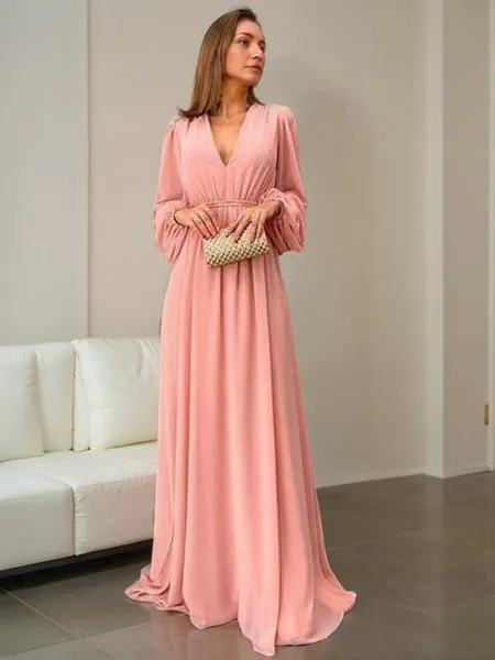 A-Line/Princess V-neck Sweep Train Chiffon Mother of the Bride Dresses With Ruffles