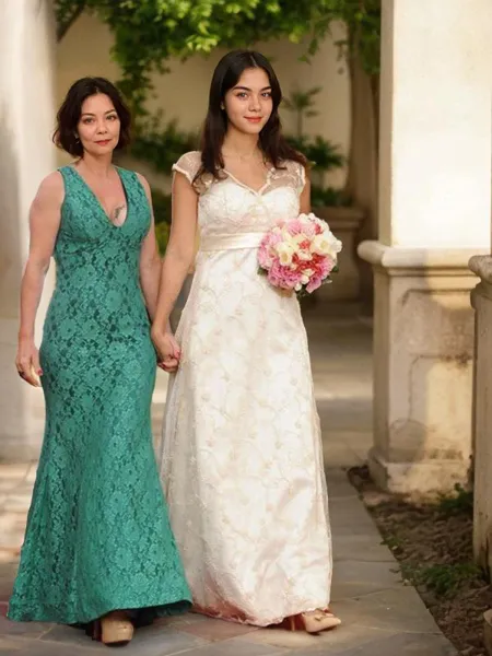 Sheath/Column V-neck Floor-Length Lace Mother of the Bride Dresses