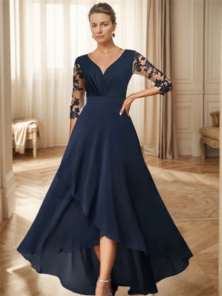 A-line V-neck 3/4 Sleeves...