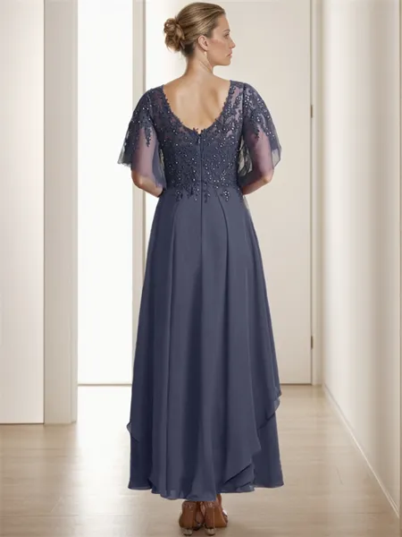 A-line V-neck Short Sleeves...