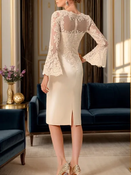 Sheath/Column Satin...