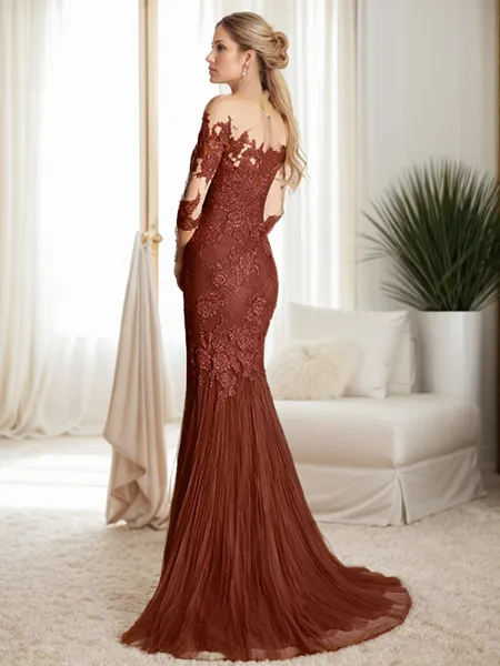 Trumpet/Mermaid Sheer Neck...