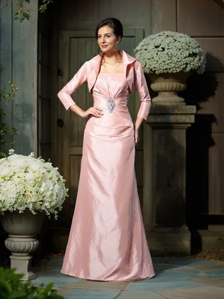 A-Line/Princess Strapless Floor-Length Taffeta Mother of the Bride Dresses With Pleats