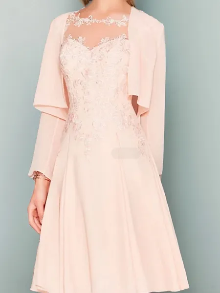 A-line/Princess Chiffon Scoop Sleeveless Knee-Length Mother of the Bride Dress