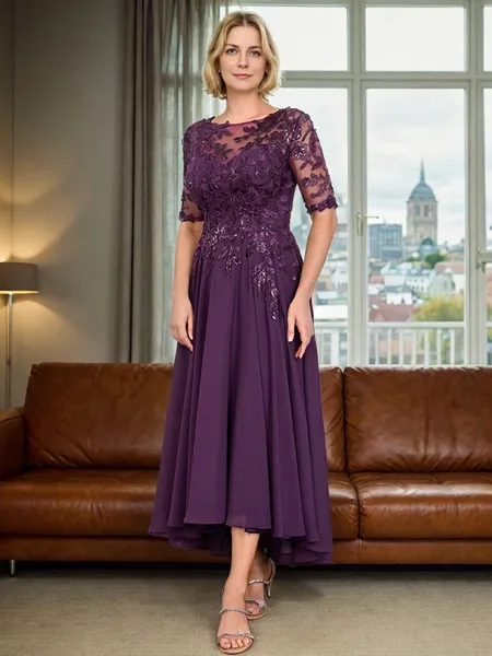 A-line Scoop 1/2 Sleeves...