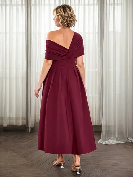 A-line Pleated Ankle-Length...