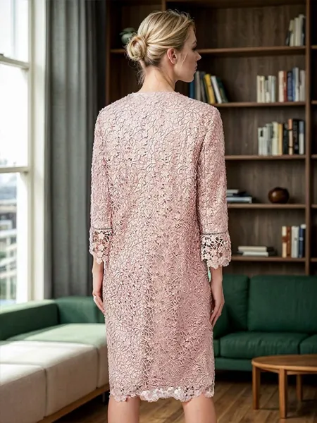 Sheath Scoop Appliques Lace...