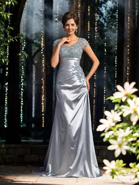 Trumpet/Mermaid Scoop Sweep Train Mother of the Bride Dresses With Appliques Lace