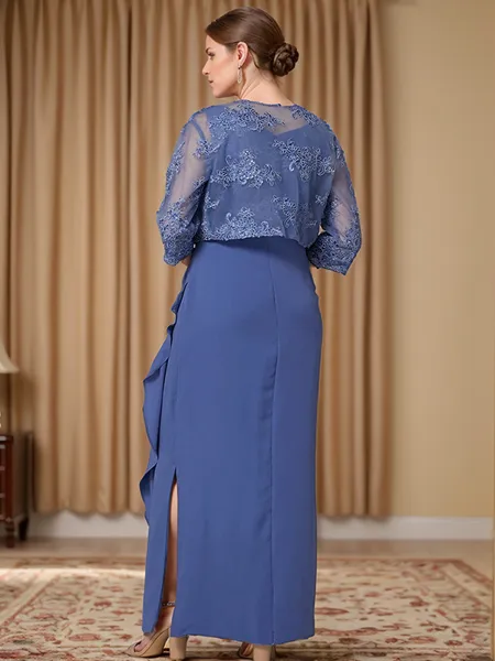 Sheath Scoop Appliques Lace...