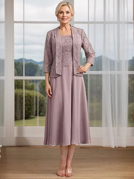 A-line Square 3/4 Sleeves...