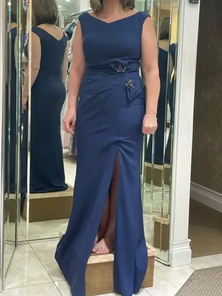 Sheath V-neck Pleated...