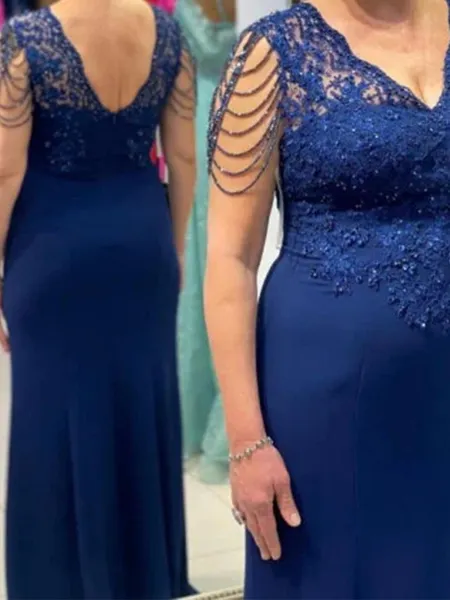 Sheath V-neck Appliques...