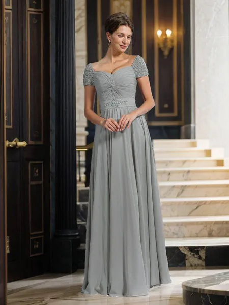 A-Line/Princess Sweetheart Floor-Length Chiffon Mother of the Bride Dresses With Beading