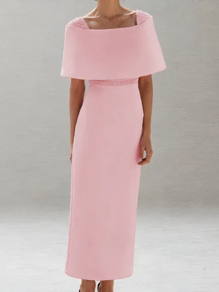 Sheath Scoop Short Sleeves...