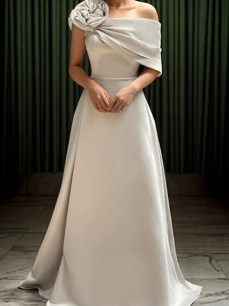 A-line Flower Floor-Length...