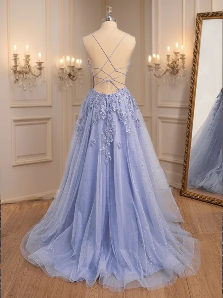 A-line V-neck Appliques...