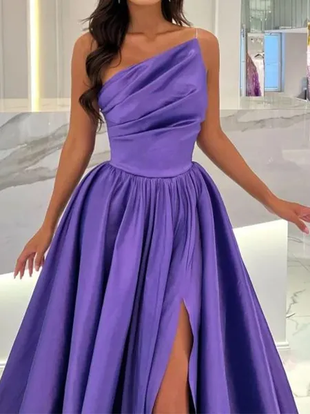 A-line Square Pleated Sweep...