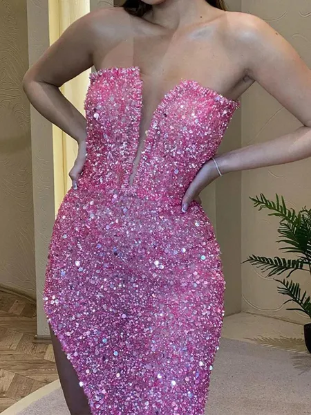 Sheath Straight Sequin...