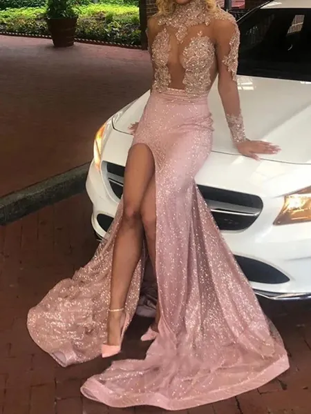 Sheath High Neck Long...