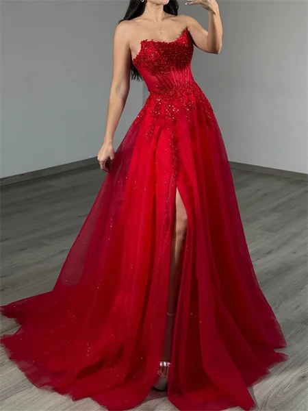 A-line Straight Appliques...