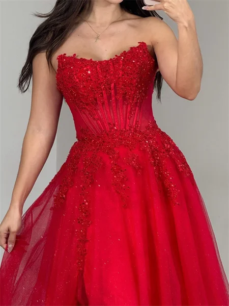 A-line Straight Appliques...