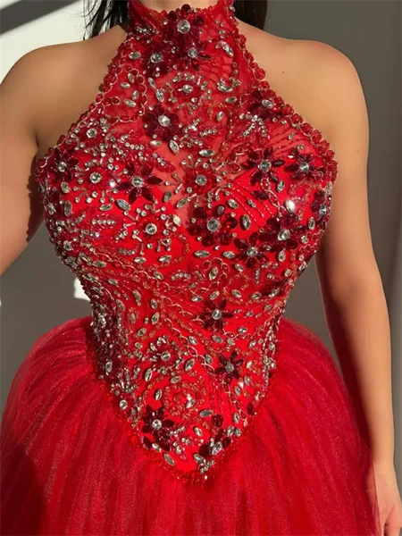 A-line Halter Beading...