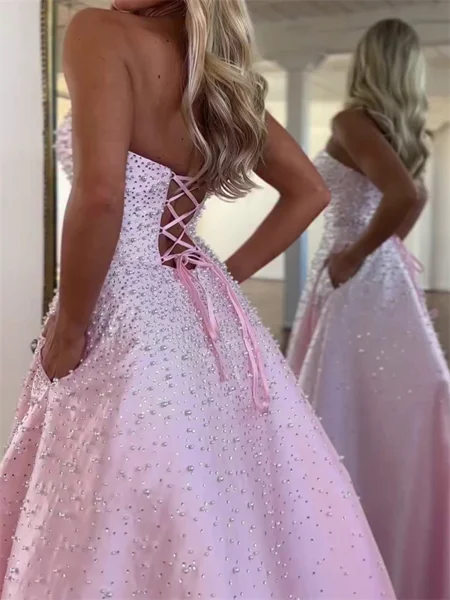 A-line Straight Beading...