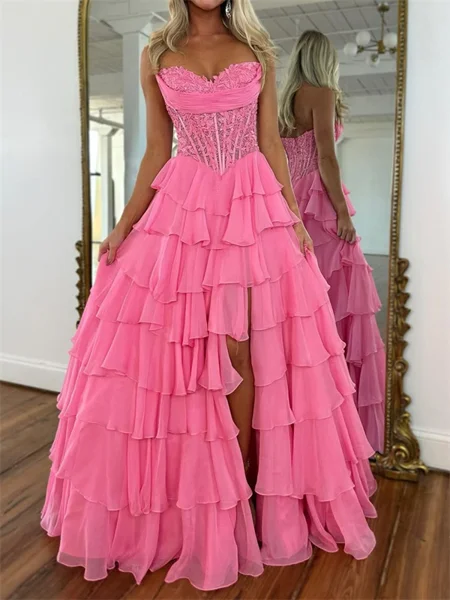 A-line Sweetheart Cascading...