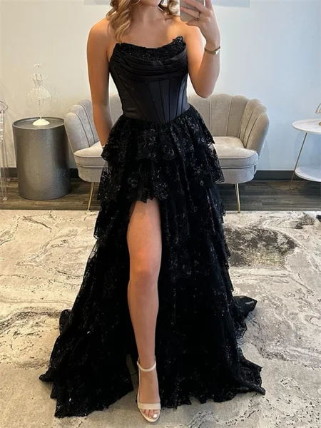 A-line Sweetheart Cascading...