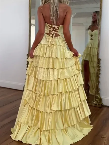 A-line Sweetheart Cascading...