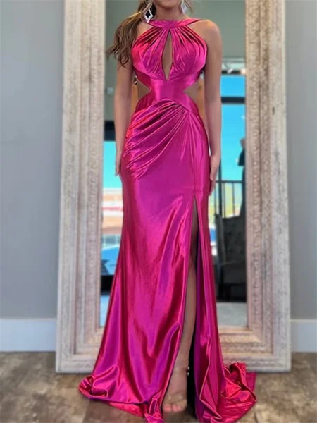 Sheath Halter Pleated Court...