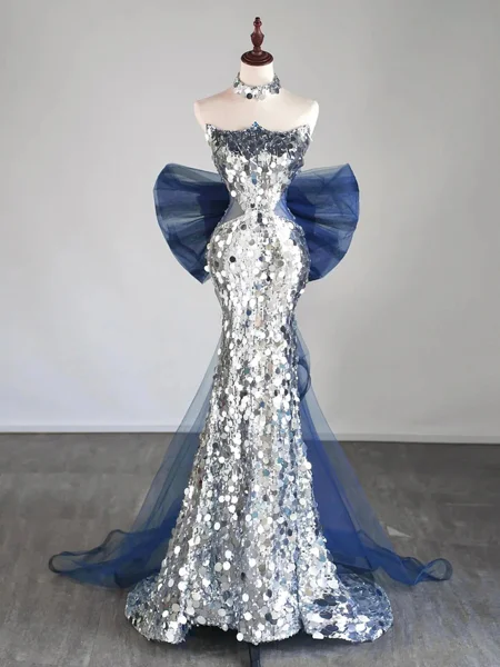 Sheath Scoop Sequin Sweep...