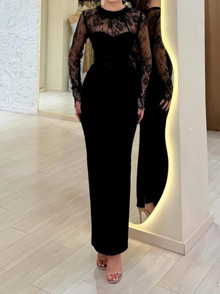 Sheath Scoop Long Sleeves...