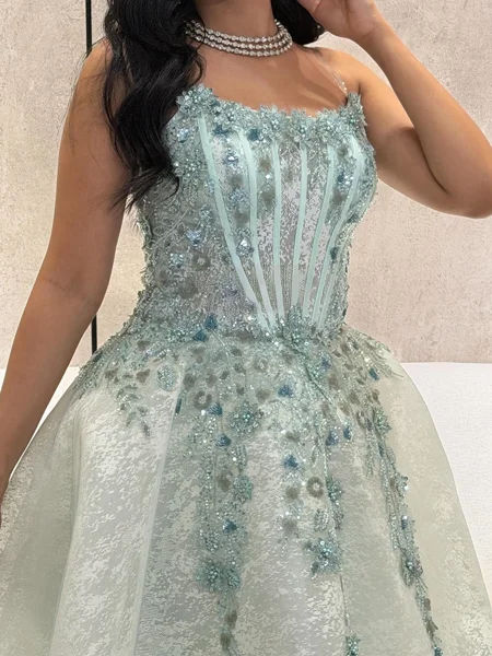 A-line Square Sequin...