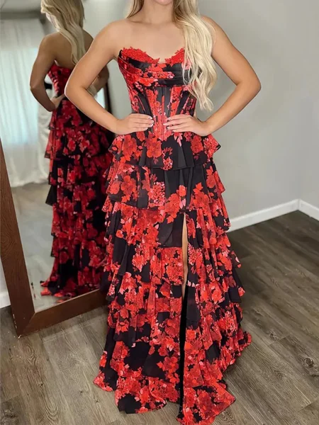 A-line Sweetheart Cascading...