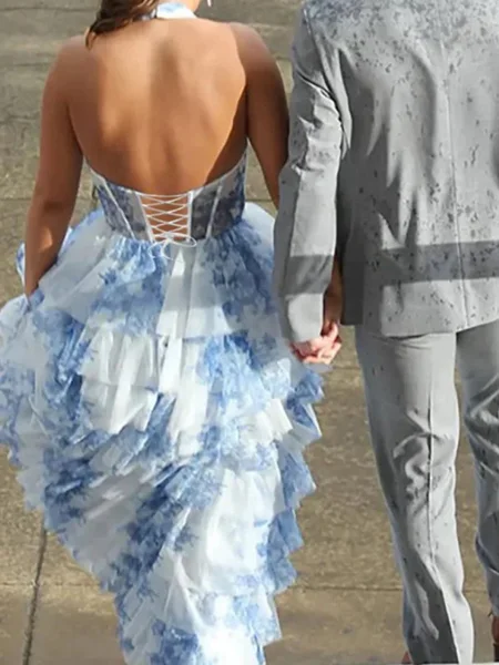 A-line Halter Cascading...