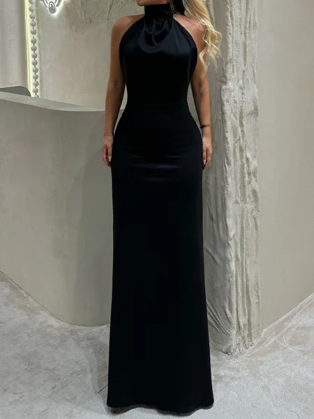 Sheath High Neck Bow...