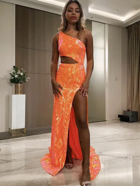 Sheath/Column One-Shoulder...