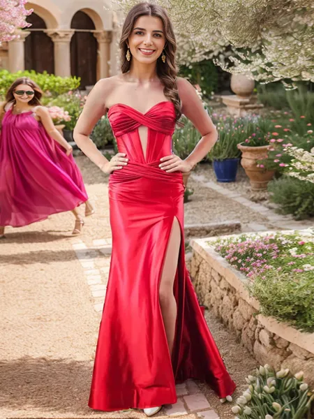 Sheath Sweetheart Pleated...