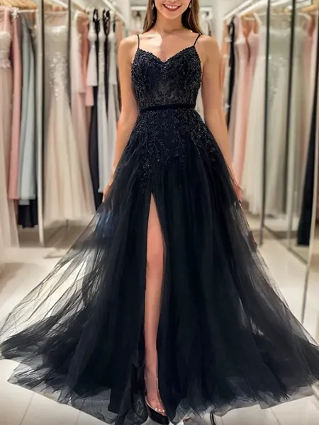 A-line V-neck Appliques...