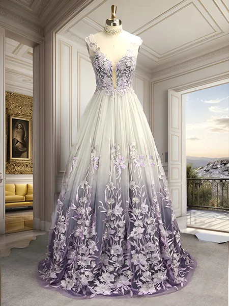 A-Line/Princess V-neck...