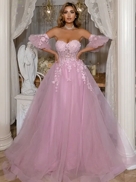 A-Line Sweetheart Ruffles...