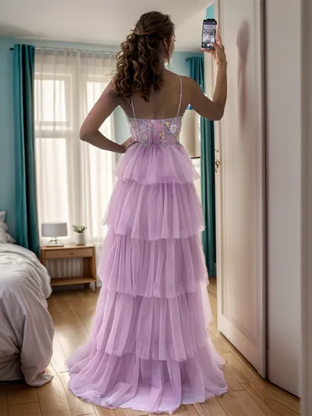 A-line V-neck Appliques...