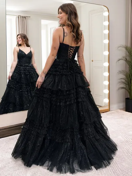 A-line V-neck Ruffles...